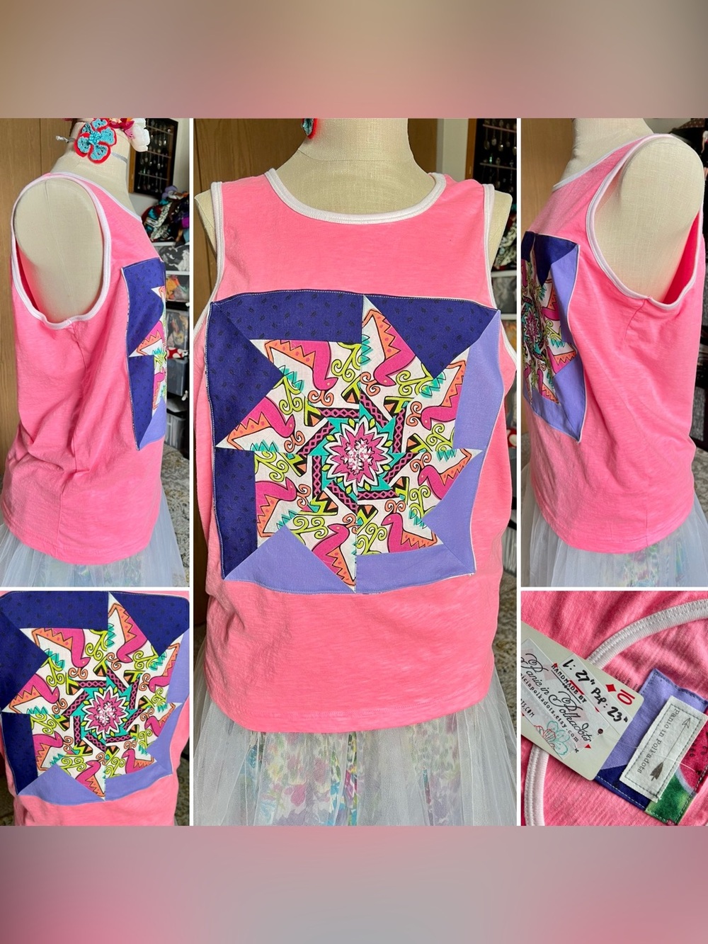 Tank Top Hot Pink Quilt Block